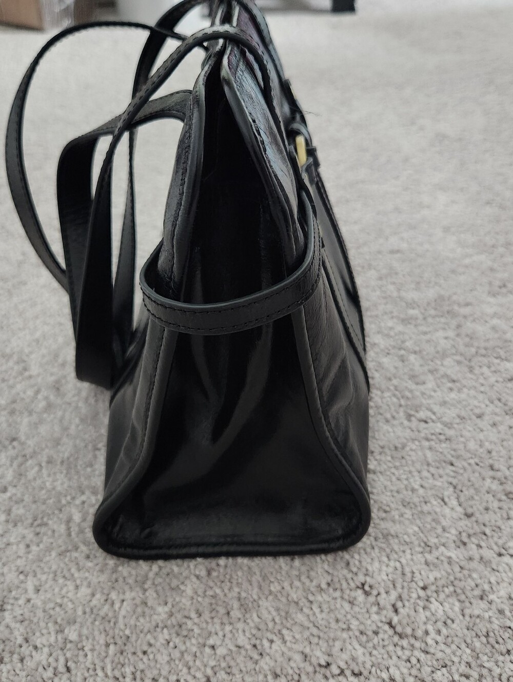 HOBO Black Shoulder Tote with Gold Ring Detail - Picture 7 of 9